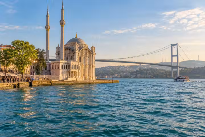 Ortakoy Mosque and the Bosphorus Bridge viewed from Istanbul’s waterfront