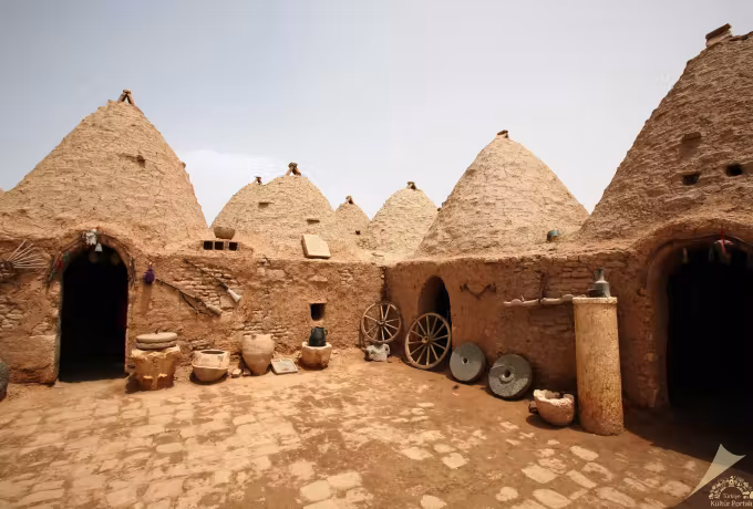 Old walled yard at Harran, Sanliurfa, closed in on every side by clay cone-roofed dwellings